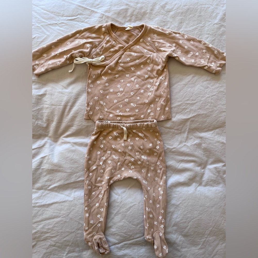 Quincy Mar Petal Pink Wrap Top and Footie Pajama Set 6-12M